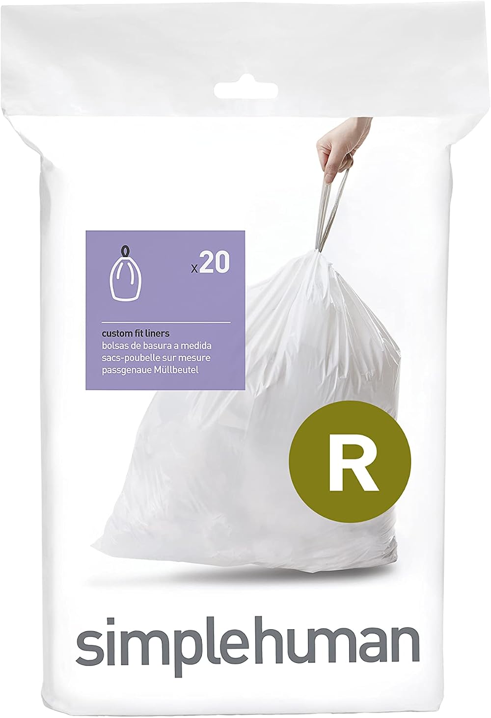 simplehuman CW0201 Code R Custom Fit Bin Liners White Pack of 20
