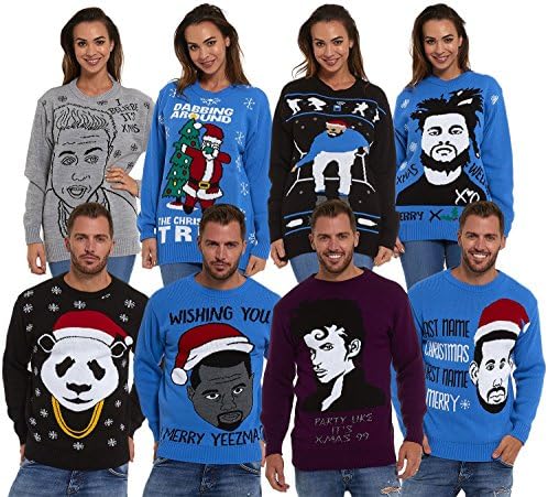 LEKEEZ Xmas Ladies Mens Novelty Christmas Sweater Unisex Womens Jumpers Dabbing Around