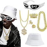 MEDOJO Hip Hop Costumes Kit 80s 90s 2000s Rapper