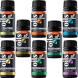 ArtNaturals Aromatherapy Top 8 Essential Oils, 100% Pure of The Highest Quality, Peppermint/Tee Tree/Rosemary/Orange/Lemongrass/Lavender/Eucalyptus/Frankincense, Therapeutic Grade (Health and Beauty)