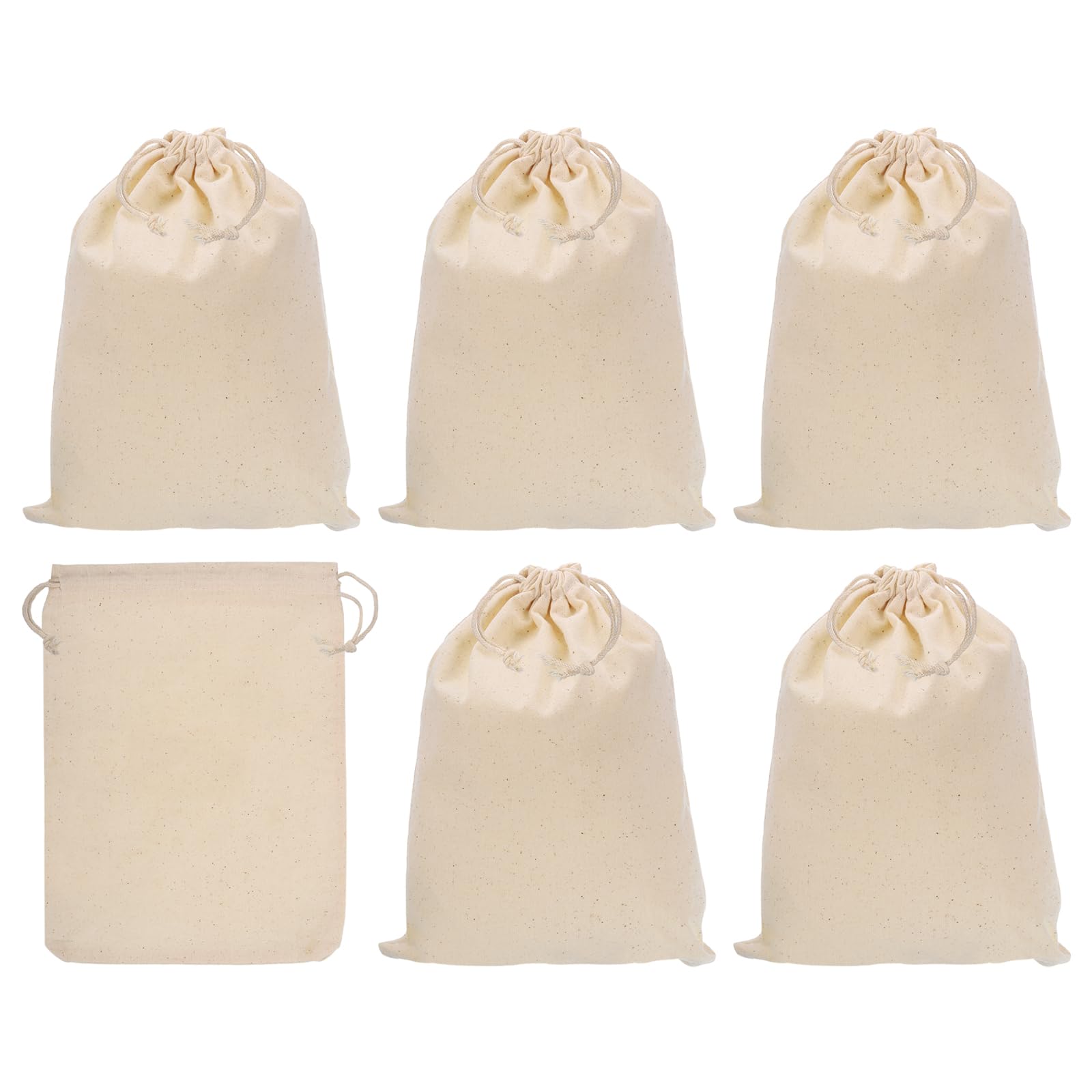 PATIKIL 8"x6" Coin Money Sacks Bag, 6 Pack Bank Deposit Change Transit Bags Cash Bag with Drawstring Currency Bags Gift Bag Style 2, Beige