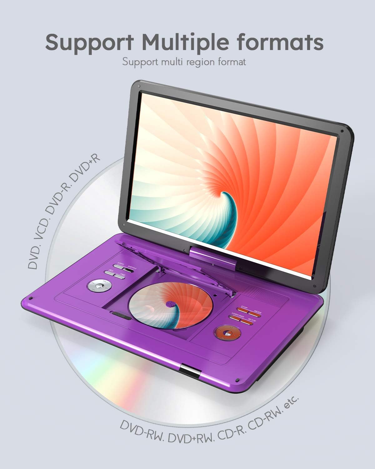 Boifun 17.5'' Portable DVD Player with 15.6" Large HD Swivel Screen, 6 Hours Rechargeable Battery - Image 5