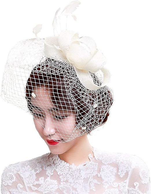 FakeFace Fascinator – Haarschmuck Mit Federn & Netz, Für Hochzeit, Tea Party, Kirche