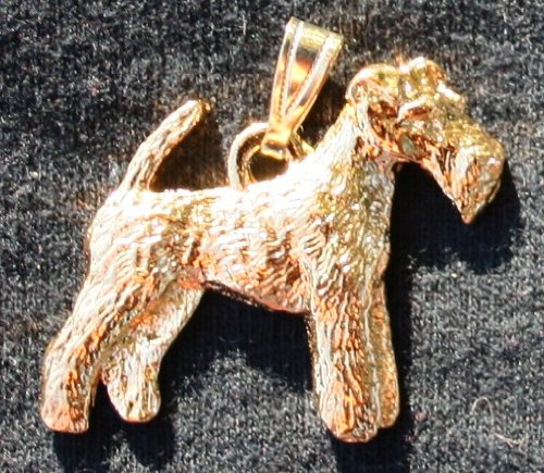 Wire Fox Terrier Dog 24k Gold Plated Pewter Pendant