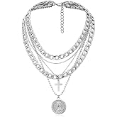 Todenb Pirate Necklace for Women,Chunky Coin Pirate Jewelry Accessories | Chunky Layered Coin Pirate Necklace,Vintage 80S 90S Hip Hop Jewelry,Halloween Pirate Party Costume Accessory
