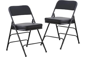 BOOSDEN Padded Folding Chair 2 Pack, Foldable Chair with Thick Cushion, Heavy Duty Metal Folding Chair for Outdoor & Indoor & Dining & Party, Black