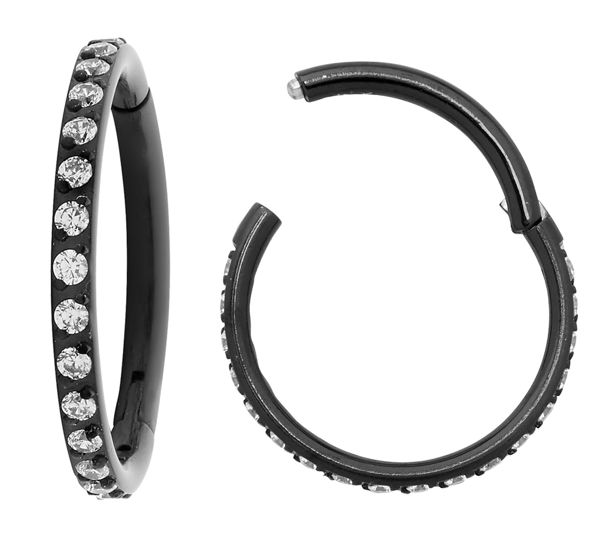 365 SLEEPERS 16G Titanium 6mm - 14mm Gem Hinged Segment Ring Helix Tragus Septum Clicker Nose Lip Hoop Unisex Earring Body Piercing Jewellery (6mm)