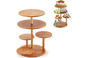 Vicorise 4+1 Tier Cupcake Stand,Cake stand with 5 Tiered Tray,Wood Cupcake Tower Stands for 50 Cupcakes,Wooden Cake Stands for Party,Baby Shower