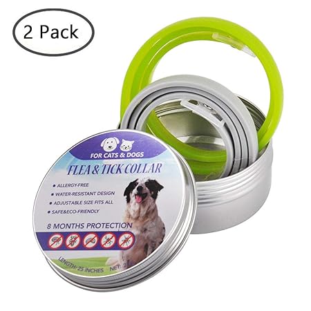 KOBWA 2 STÜCKE Floh Zecken Kragen für Hunde und Katzen, Floh-und Zecken Prävention Halsbänder, 8 Monate Schutz - Verstellbar 