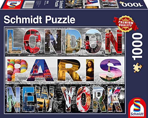 Schmidt Spiele Puzzle 58348 London, Paris, New York, 1000 Teile Puzzle, bunt