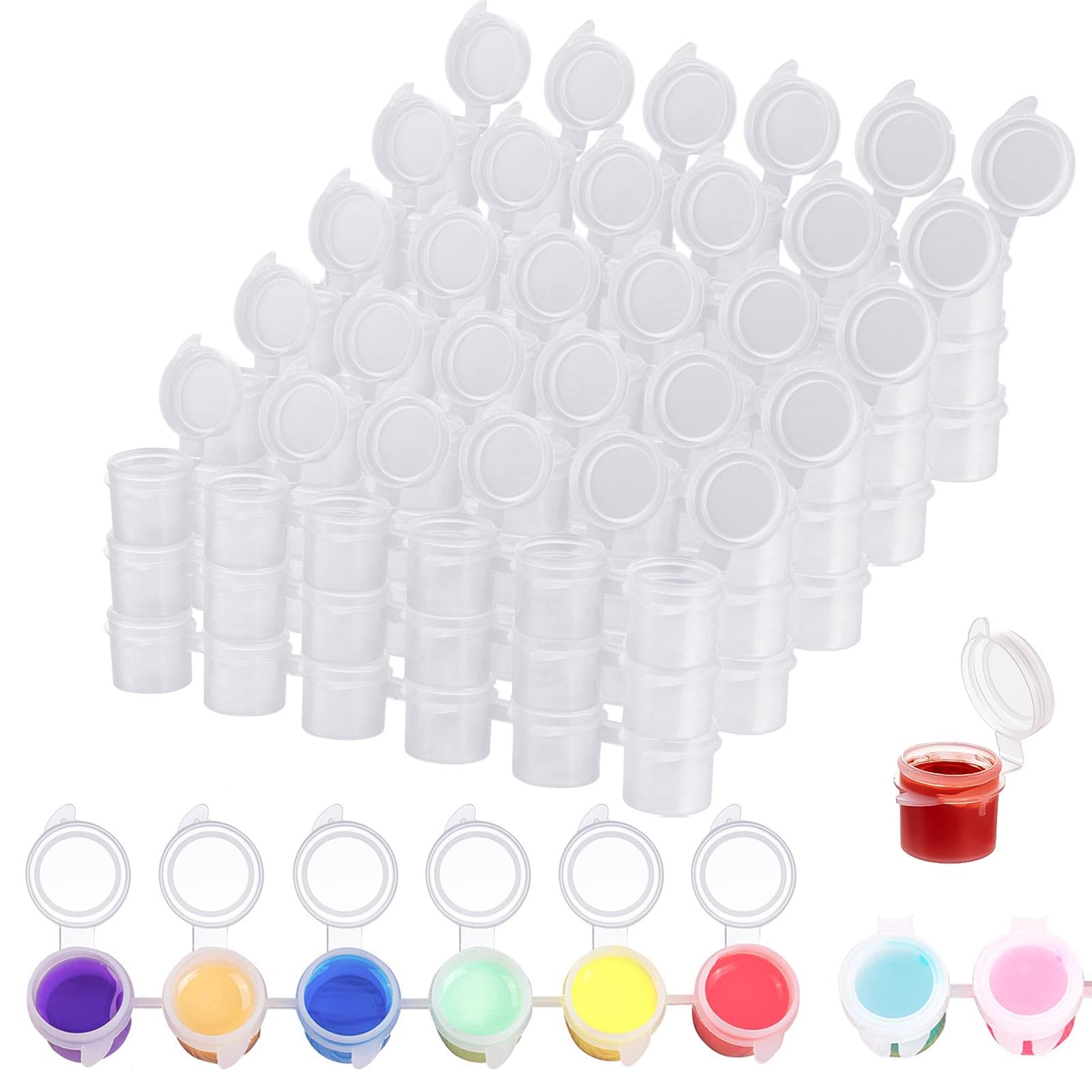 Photo 1 of YGAOHF 15 Strips 90 Pots Empty Paint Pots, 5 ml/0.17 oz Large Empty Paint Pots with Lids, Easy Open Acrylic Paint Container Paint Strips for Classroom School Painting Art Supplies
