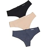 Calvin Klein Women's Invisibles Seamless Thong Panties, 3 Pack