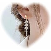 Handmade Boho Crystal Stud Earrings Long Gold Drop Dangling Earrings Crystal Wedding Dangle Earrings Jewelry for Girls Gifts