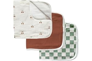 LA PETITE OURSE Baby Burp Cloths - Premium Absorbent Triple Layer - Superior Absorbency for Baby Reflux - Muslin Cotton and M