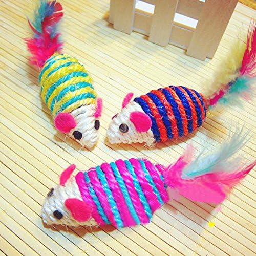 Sisal Rope Compiled From the Cute Pet Rat Playmate Funny Cartoon Feather Weave Mouse Cats Toy
