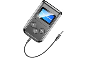 Bluetooth Transmitter and Receiver with Display, 2-in-1 Bluetooth 5.0 Wireless Audio Transmitter Adapter for TV, Car Receiver