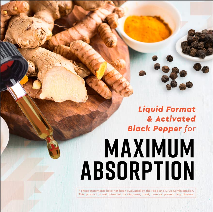 360 Nutrition Turmeric and Ginger Supplement Drops, Vegan Turmeric