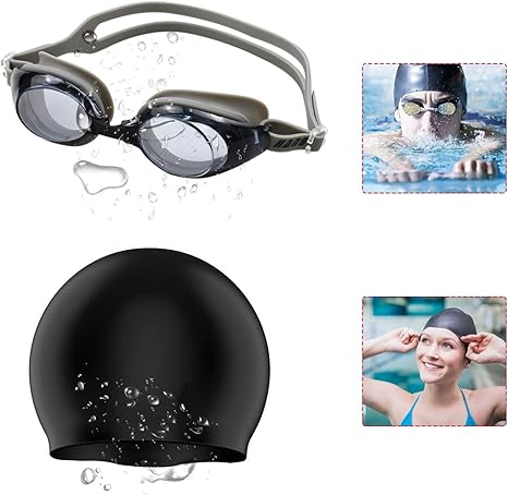 Amazon Com Swim Goggles And Swim Cap For Long Hair Women Short