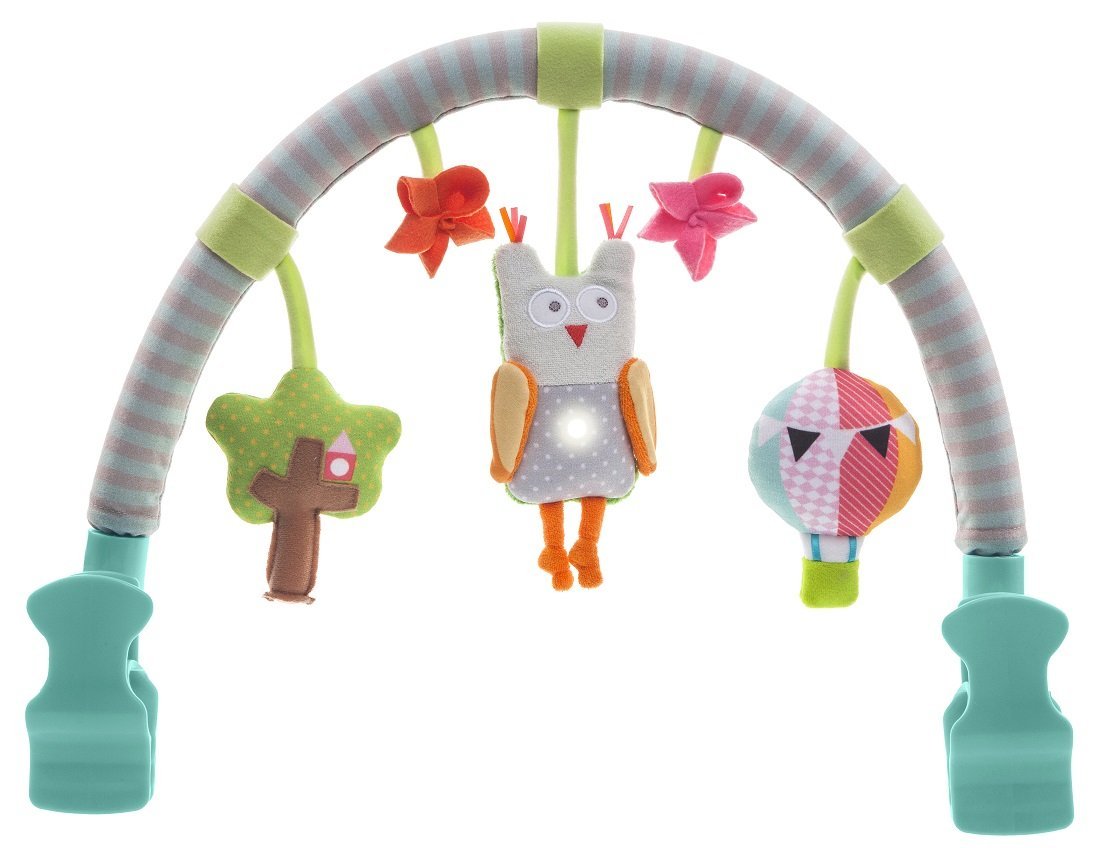 Taf Toys Musical Owl Arch. Activity Pram Arch with 3 Hanging Toys. Fits Strollers and Car Seats. Suitable for Babies, Infants & Toddlers. 0 months +