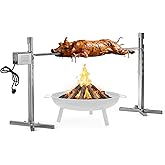 onlyfire Stainless Steel Pig Lamb Roaster with 15W 110V Powerful Motor | Spit Rotisserie Kit with Adjustable Height Stand for Outdoor Cooking, Camping, Holds Up to 132LBS