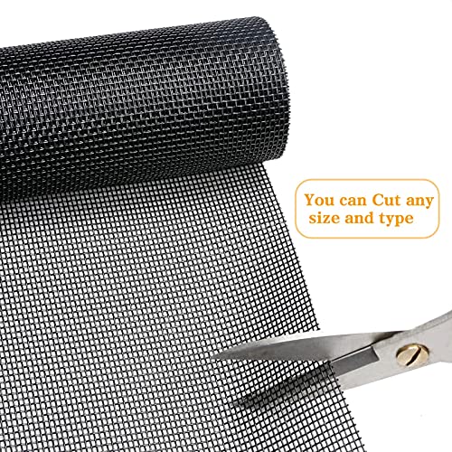 Pet Proof Window Screen Replacement Kit, 48“ x 100" Upgraded Thicken Charcoal Fiberglass Mesh