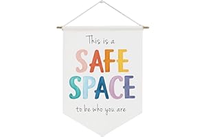 NEXIHOO Safe Space Wall Hanging,Therapy Office Wall Decor,Bulletin Board Decorations,Classroom Decor,Door Decorations Hanging,Office Wall Art,School Counselor Office Wall Decor
