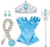 Vicloon Elsa Princess Dress Up Accessories Set Crown Wand Blue Gloves