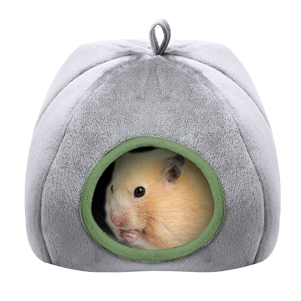 Small Animal Pet Winter House,Chinchilla Small Pet Bed,Small Animals House Bed,Chinchilla House Cage,Grey Green Cute Nest Cage Toys,Suitable For Hamsters,Chinchillas,Guinea Pigs,21 * 20 * 19 cm