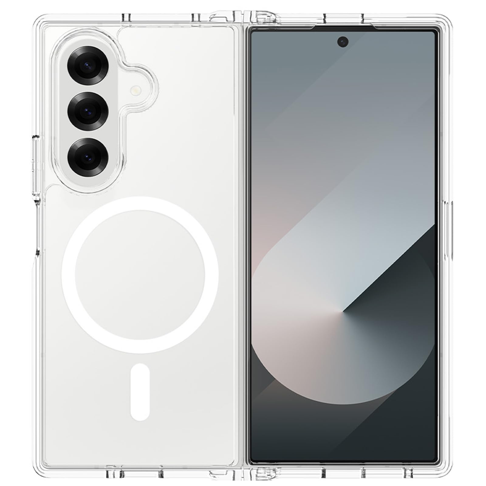 Photo 1 of KUGEW for Galaxy Z Fold 7 Case Clear Compatible with MagSafe, Magnetic Slim Fit Crystal Transparent Skin Cover Anti-Yellowing Anti-Slip (Clear)