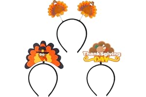 TOWNUS 3pcs Thanksgiving Turkey Headbands Turkey Hat Head Boppers for Halloween Cosplay Costume Birthday Party Favor