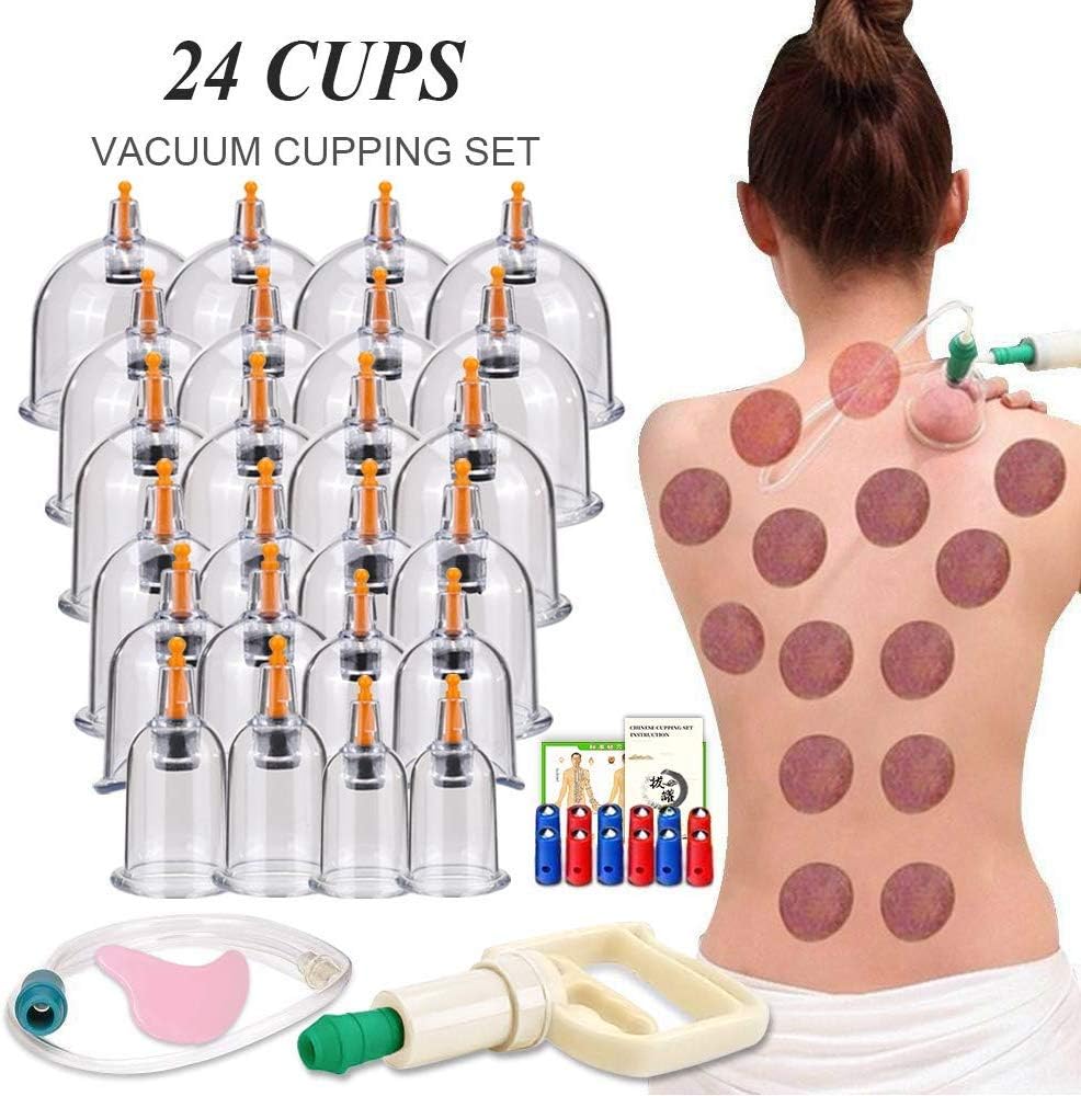 XY Cupping Therapy Sets，Hijama Cupping Vacuum Suction 24 Cups Sets for Cellulite Cupping Massage Back Pain Relief ，Chinese Cupping Therapy Pump Hijama