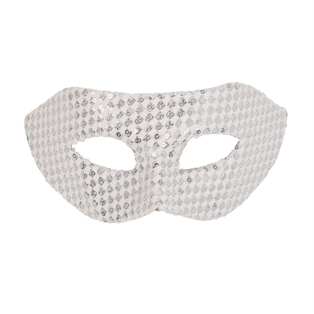 White Sequin Eye Mask (1 Piece) - Stunning Design, Perfect Accessory for Halloween, Masquerades, Photoshoots, Carnival, Themed Events, & More Halloween