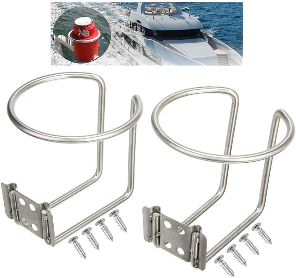 Pi-Pi 2pcs Stainless Steel Boat Ring Cup Drink Holder for Marine Yacht Truck RV Car Trailer Hardware