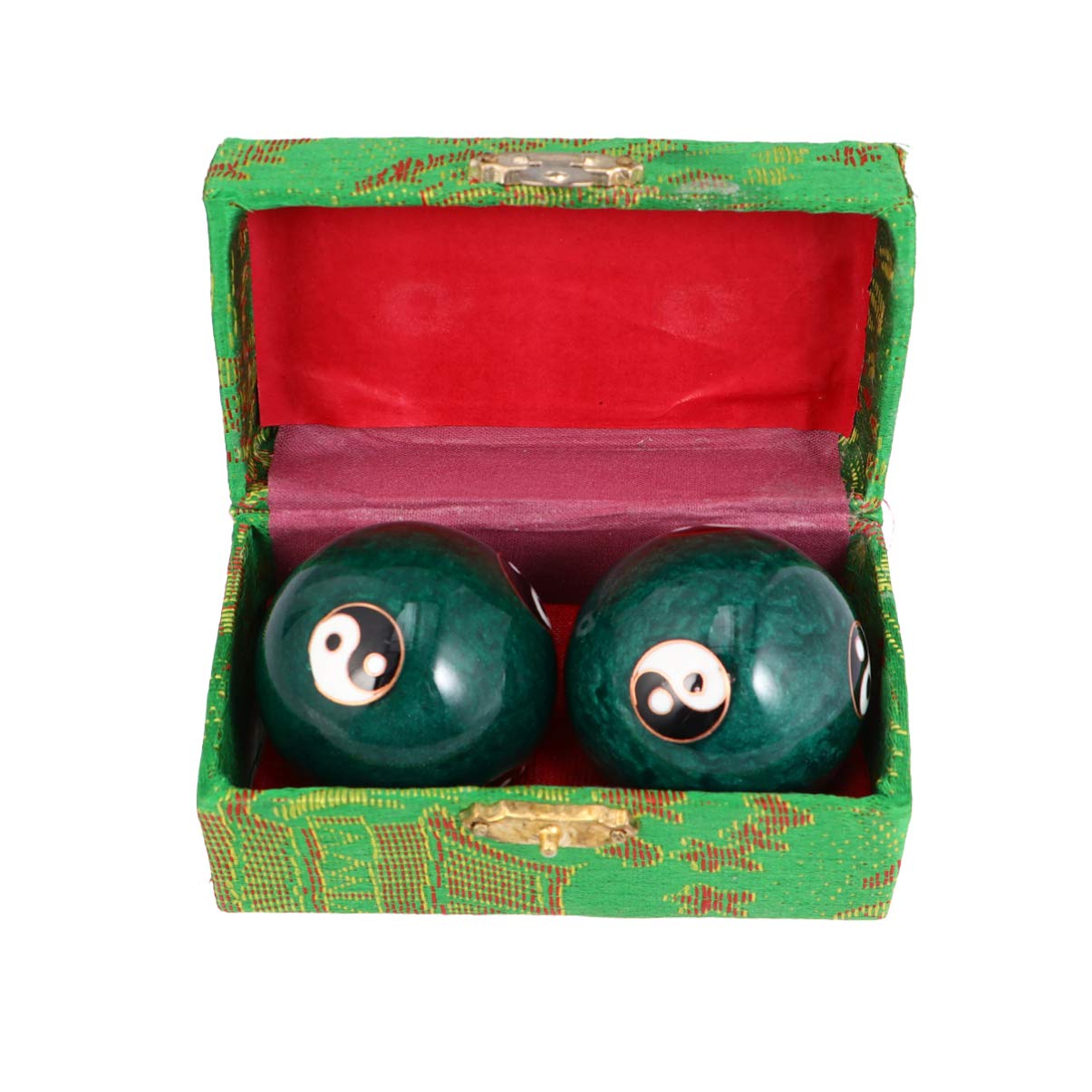 Healifty 1 Pair Jade Massage Balls Chinese Tai Chi Pattern Hand Massage Balls Hand Massage Baoding Balls for Blood Circulation Muscle 47mm
