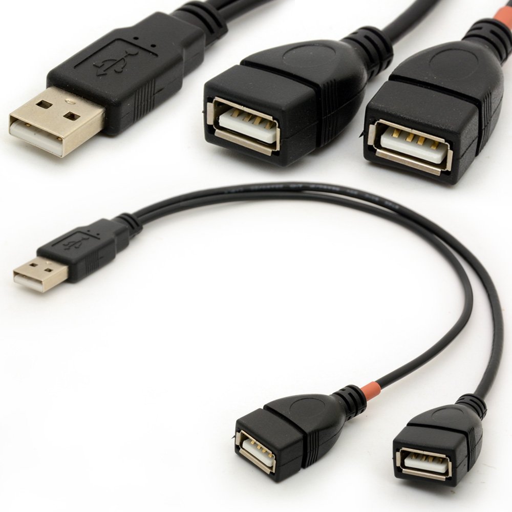 USB Cable Y Splitter USB 2.0 Power Enhancer Hub Adapter 1 Male 2 Female