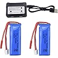 Fytoo 2PCS 7.4V 550mAh Lithium Battery with 2 in 1 Charger for wltoys K969 K979 K989 K999 P929 P939 284131 high Speed Remote Control car Accessories high Rate Lithium Battery