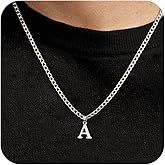 JIKASI Initial A-Z Letter Pendant Necklace for Men 18K Gold Plated Capital Initial Necklace Cuban Link Chain 4mm 20 Inch Jewelry Gift