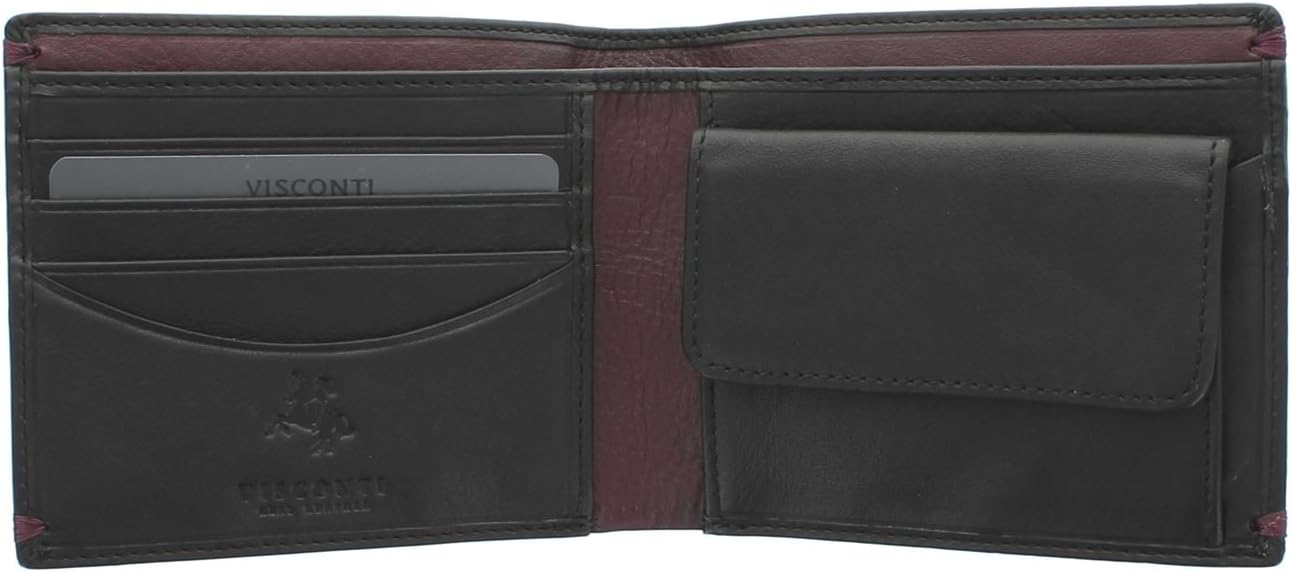 VISCONTI Alpine Collection MONTREUX Leather Wallet RFID Blocking AP62 Black/Burgundy