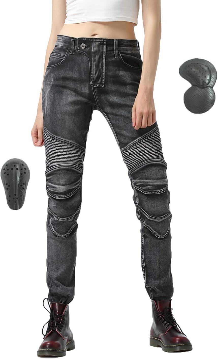 Amazon Co Jp Renhe バイクパンツ レディース プロテクター付き ライディングパンツ ストレッチ オールシーズンデニム ジーンズ ジーパン パンツ スリム 服 ファッション小物