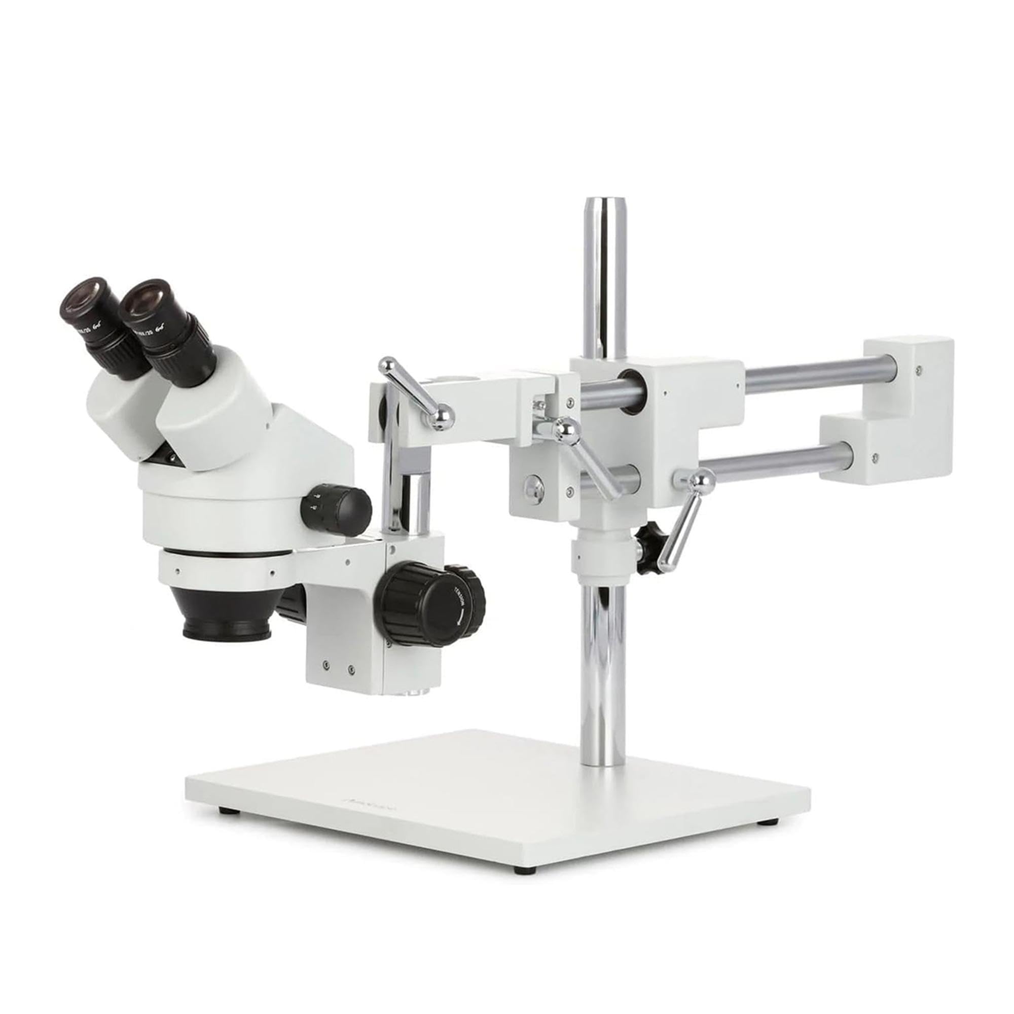 AmScope SM-4B Professional Binocular Stereo Zoom Microscope, WH10x Eyepieces, 7X-45X Magnification, 0.7X-4.5X Zoom Objective, Double-Arm Boom Stand