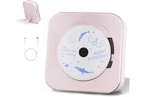 Yintiny Light Pink Audio CD Player with Speakers for Home Decor (CD909)