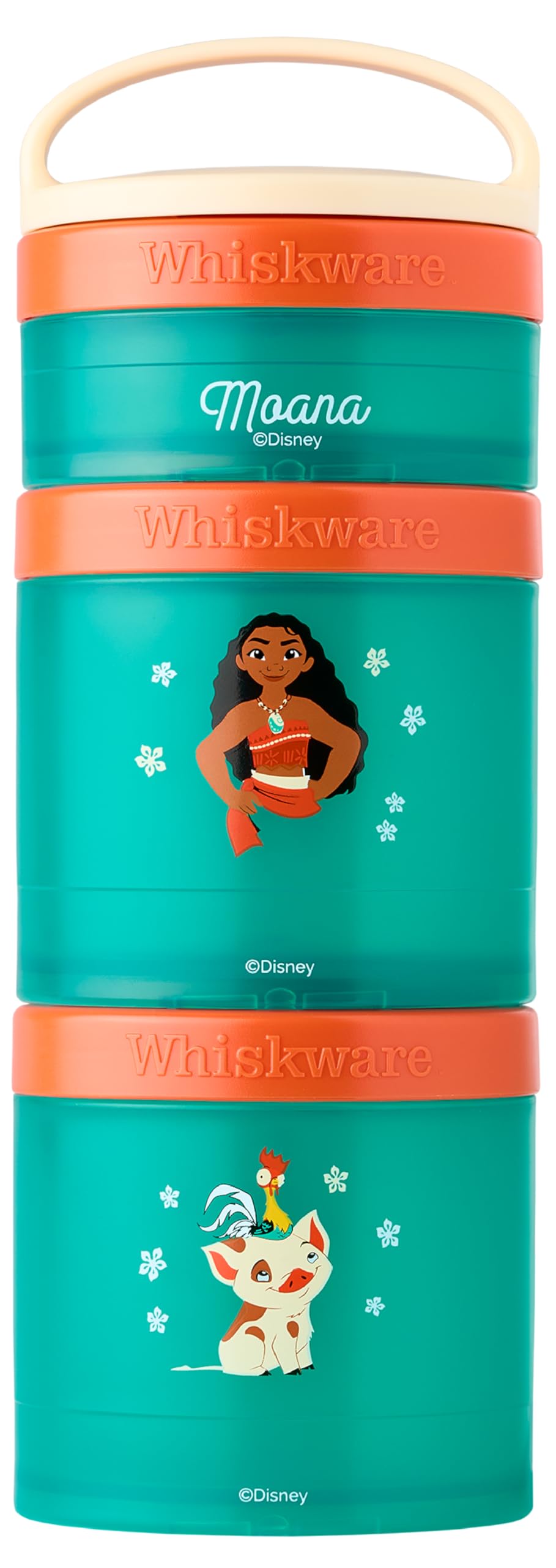 Photo 1 of Whiskware Disney Princess Moana, Stackable Snack Containers for Kids, 3 Stackable Snack Cups for School or Travel, Formula and Cupholder Friendly, Moana and Pua