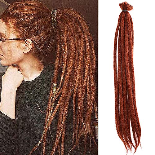 Noverlife 10 Strands 50cm/20″ Ginger Red Dreadlock Extensions, Single Ended Crochet Synthetic Dreadlocks Accessories, Jamaica Punk Hip-Hop Reggae Hair Braiding Wigs Faux Locs for Men Women