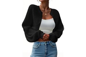 Yousify Women's Bolero Shrug Sweater Open Front Cropped Cardigans Knit Fall Trendy Casual Long Sleeve Y2K Tops