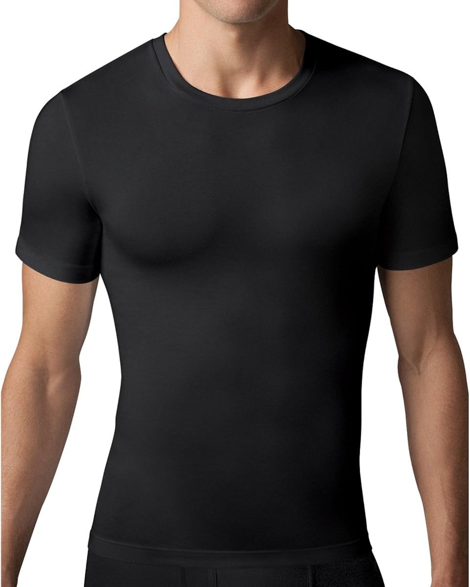 Spanx Cotton Compression Mens Crew Neck Undershirt with Ergonomic Shape