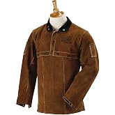 Black Stallion (220CS Cape Sleeves &amp; 20-Inch Bib, Premium Split Cowhide Leather, Stand-Up Corduroy Collar, Satin-Lined Shoulders, Abrasion Resistant, Kevlar Stitching, Medium, Brown