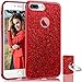 iPhone 8 Plus Case with Stand, HoneyAKE Ultra Thin Cover Glitter Bling Sparkle Shell Luxury Shining Fashion Style 3 Layer Slim Fit Protective Soft Phone Case for Apple iPhone 8 Plus(Red)
