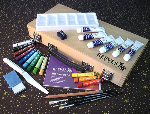 Reeves Artist Color Box, Pastels Paints and Tools