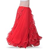 ROYAL SMEELA Chiffon Belly Dance Skirt Slit Bellydance Skirts Tribal Belly Dancer Costumes for Women Carnival Outfit