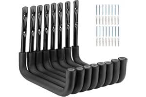 8 Pack Ladder Hooks 9.8Inch/25cm Garage Storage Utility Hook Heavy Duty Wall Mounted Storage Organizer Hanging Folding Chair 
